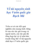 Về tài nguyên sinh học Vườn quốc gia Bạch Mã