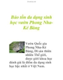 Bảo tồn đa dạng sinh học vườn Phong NhaKẻ Bàng