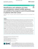 Identification and validation of a fatty acid metabolism-related lncRNA signature as a predictor for prognosis and immunotherapy in patients with liver cancer