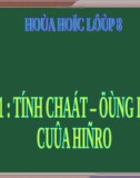 Bài giảng điện tử môn hóa học: tính chất và ứng dụng của Hidro