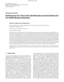 Báo cáo hóa học: Research Article Performance of a Two-Level Call Admission Control Scheme for DS-CDMA Wireless Networks