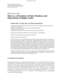 Báo cáo hóa học: Research Article Note on q-Extensions of Euler Numbers and Polynomials of Higher Order