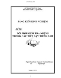 Sáng kiến kinh nghiệm THPT: Đổi mới kiểm tra miệng trong các tiết dạy tiếng Anh