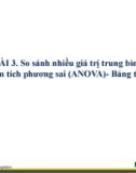 Bài giảng Thiết kế thí nghiệm (Phần thực hành) - Bài 3: So sánh nhiều giá trị trung bình bằng phân tích phương sai (ANOVA) - Bảng tương liên