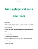 Kinh nghiệm rút ra từ nuôi Tằm