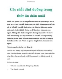 Các chất dinh dưỡng trong thức ăn chăn nuôi