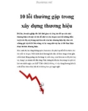 10 lỗi thường gặp trong xây dựng thương hiệu