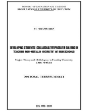 Doctoral Thesis Summary: Developing the students' collaborative problem-solving compentence in teaching non-metallic chemistry at high school