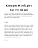 Khám phá 10 quốc gia tí hon trên thế giới