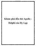 Khám phá đền thờ Apollo Delphi của Hy Lạp