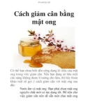 Cách giảm cân bằng mật ong