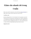 Giảm cân nhanh chỉ trong 1 tuần