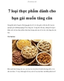 7 loại thực phẩm dành cho bạn gái muốn tăng cân