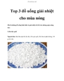 Top 3 đồ uống giải nhiệt cho mùa nóng