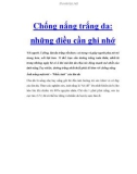 Chống nắng trắng da: những điều cần ghi nhớ