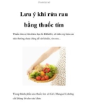 Lưu ý khi rửa rau bằng thuốc tím