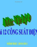 Bài giảng Công suất điện - Vật lý 9 - GV. H.Đ.Khang