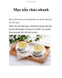 Mẹo nấu cháo nhanh