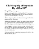 Các biện pháp phòng tránh lây nhiễm HIV