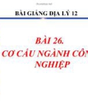 Bài giảng Địa lý 12 - Bài 26: Cơ cấu về ngành công nghiệp