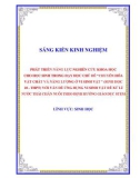 Sáng kiến kinh nghiệm THPT: Phát tiển năng lực nghiên cứu khoa học cho học sinh trong dạy học chủ đề: Chuyển hóa vật chất và năng lượng ở vi sinh vật (Sinh học 10-THPT) với vấn đề ứng dụng vi sinh vật để xử lí nước thải chăn nuôi theo định hướng giáo dục STEM