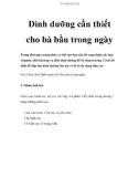 Dinh dưỡng cần thiết cho bà bầu trong ngày