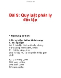 Bài 9: Quy luật phân ly độc lập