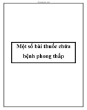 Một số bài thuốc chữa bệnh phong thấp