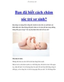 Bạn đã biết cách chăm sóc trẻ sơ sinh?