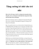 Tăng cường trí nhớ cho trẻ nhỏ