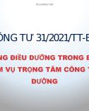 Bài giảng Hoạt động điều dưỡng trong bệnh viện và nhiệm vụ trọng tâm công tác điều dưỡng