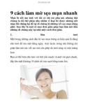 9 cách làm mờ sẹo mụn nhanh