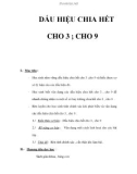 DẤU HIỆU CHIA HẾT CHO 3 ; CHO 9