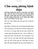 Cẩm nang phòng bệnh thận