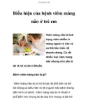 Biểu hiện của bệnh viêm màng não ở trẻ em