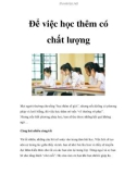 Để việc học thêm có chất lượng