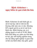 Bệnh Alzheimer – nguy hiểm từ quá trình lão hóa