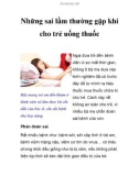 Những sai lầm thường gặp khi cho trẻ uống thuốc