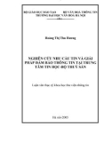 Luận văn Thạc sĩ Khoa học Thư viện: Nghiên cứu nhu cầu tin và giải pháp đảm bảo thông tin tại Trung tâm Tin học - Bộ Thủy sản