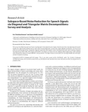 Báo cáo hóa học: Research Article Subspace-Based Noise Reduction for Speech Signals via Diagonal and Triangular Matrix Decompositions: Survey and Analysis