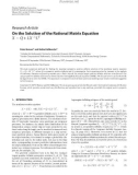 Báo cáo hóa học: Research Article On the Solution of the Rational Matrix Equation X = Q + LX −1LT