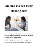 Mẹ sinh mổ nên kiêng cữ đúng cách