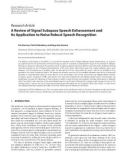 Báo cáo hóa học: Research Article A Review of Signal Subspace Speech Enhancement and Its Application to Noise Robust Speech Recognition