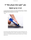 9 'thủ phạm khả nghi' gây bệnh tự kỷ ở trẻ