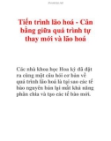 Tiến trình lão hoá - Cân bằng giữa quá trình tự thay mới và lão hoá