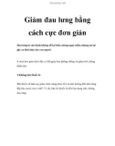 Giảm đau lưng bằng cách cực đơn giản