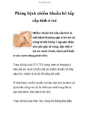 Phòng bệnh nhiễm khuẩn hô hấp cấp tính ở trẻ