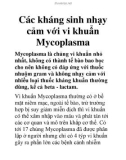 Các kháng sinh nhạy cảm với vi khuẩn Mycoplasma