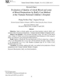 Đánh giá chất lượng máu toàn phần và một số chế phẩm máu được điều chế bằng phương pháp Buffy coat tại Bệnh viện Nhi Trung ương