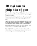 10 loại rau củ giúp bảo vệ gan